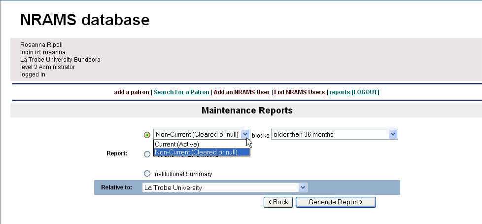 Clearing non-current blocks older than 36 months as host 
institution